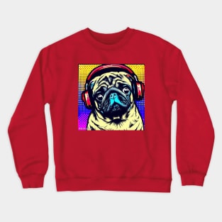 Pug in headphones Pop Art Crewneck Sweatshirt